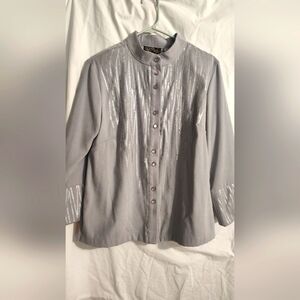 Bob Mackie wearable art sequined button up blouse.‎